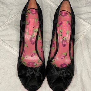 Betsey Johnson Polka Dot Peep Toe